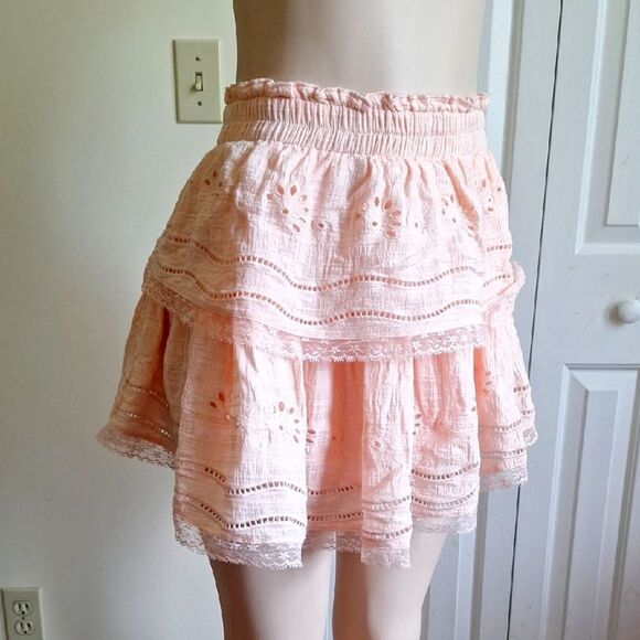 Mi Ami Pink Ruffled Lace Skirt Size M - Picture 1 of 6